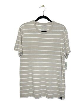 Lucky Brand Tan and Cream Striped Venice Burnout Short Sleeve T-Shirt size M